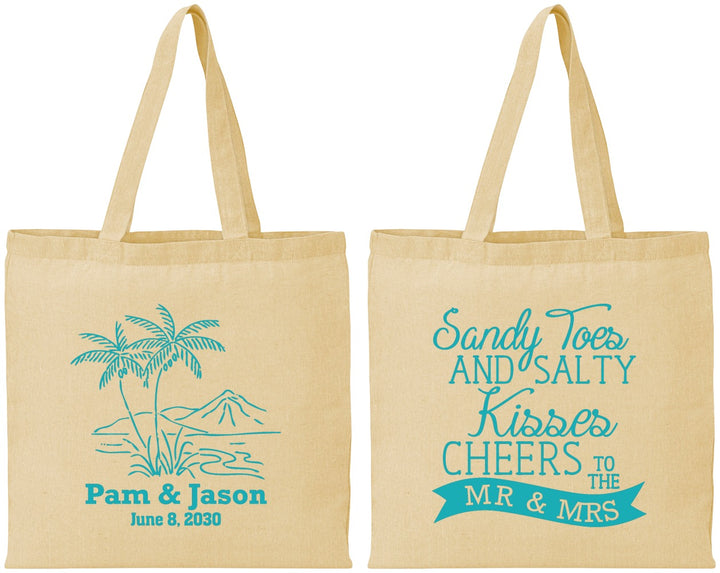 Personalized Wedding Cotton Tote Bags - Beach | 358