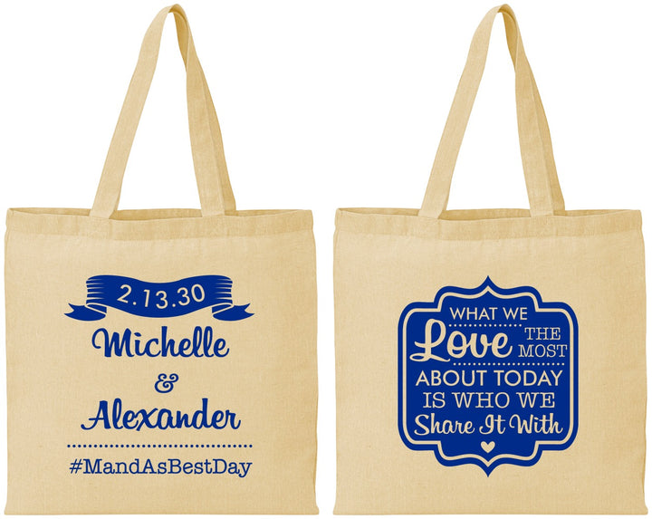 Personalized Wedding Cotton Tote Bags - Love Story | 359