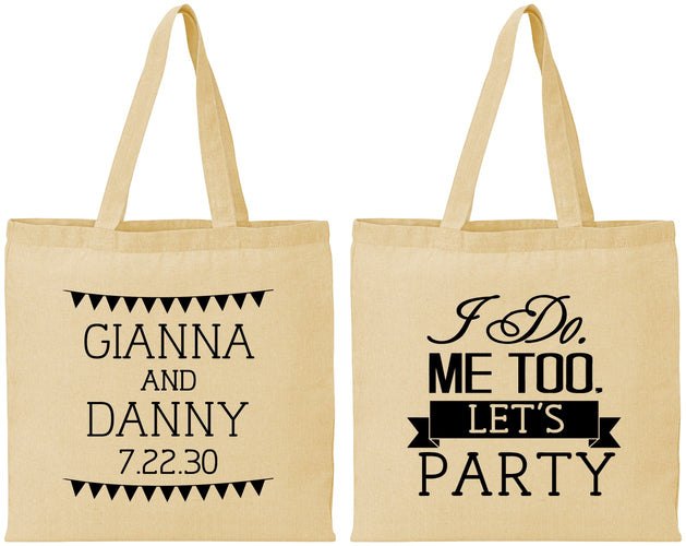 Personalized Wedding Cotton Tote Bags - I Do Me Too | 363
