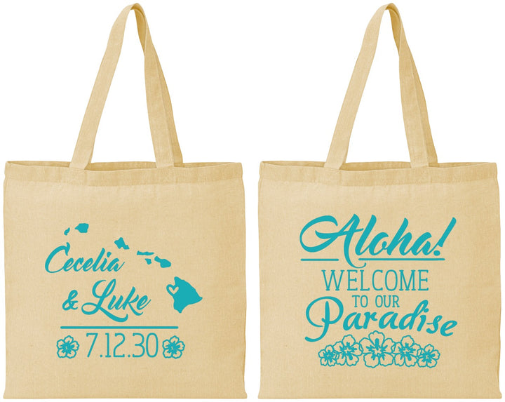 Personalized Wedding Cotton Tote Bags - Hawaii | 365