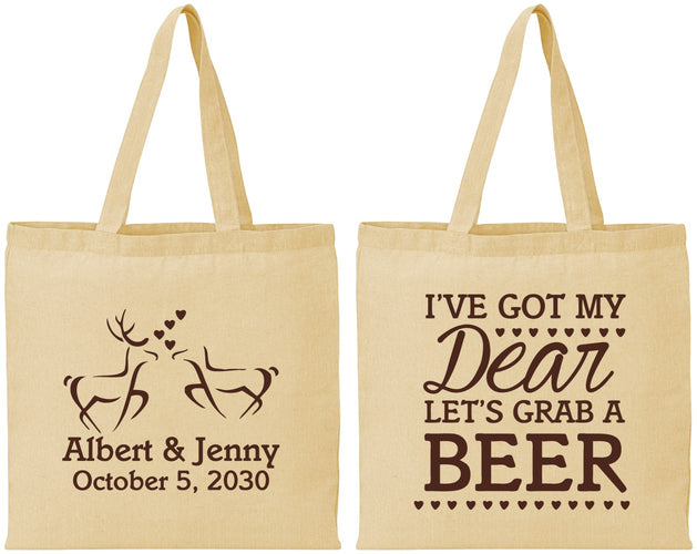 Personalized Wedding Cotton Tote Bags - Dear Beer | 372