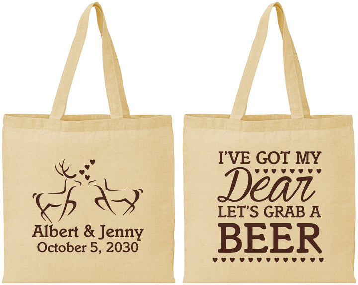 Personalized Wedding Cotton Tote Bags - Dear Beer | 372