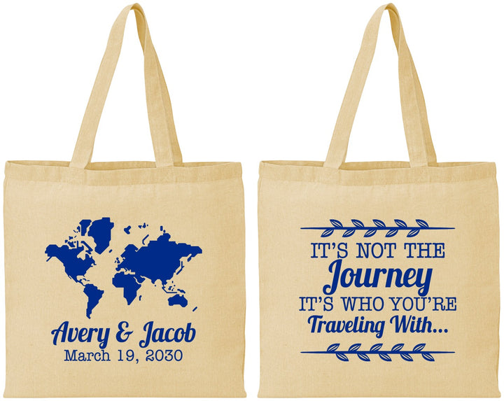 Personalized Wedding Cotton Tote Bags - Journey Traveling With | 374
