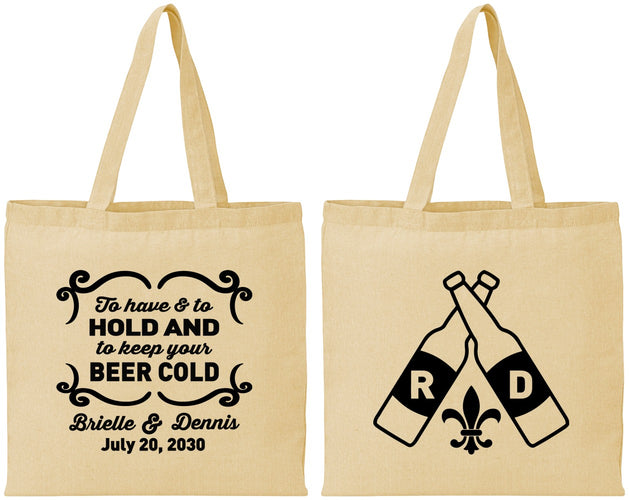 Personalized Wedding Cotton Tote Bags - Fleur De Lis | 378