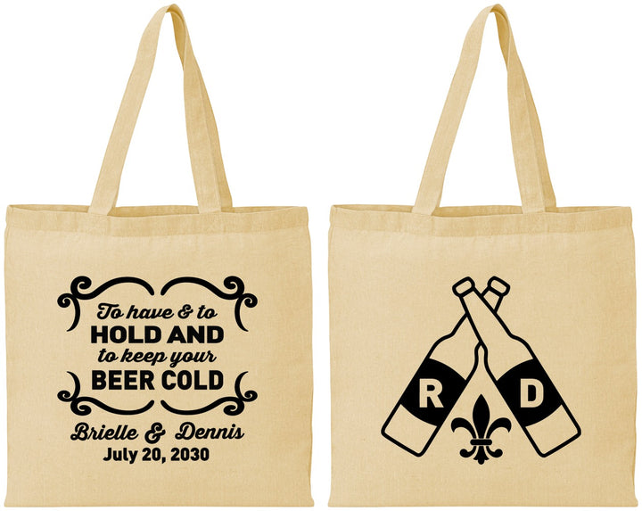 Personalized Wedding Cotton Tote Bags - Fleur De Lis | 378