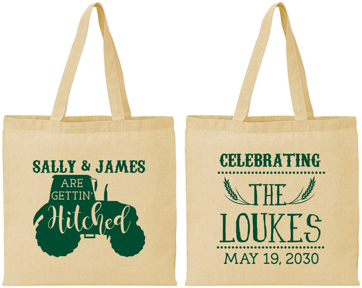 Personalized Wedding Cotton Tote Bags - Tractor | 381