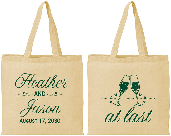 Personalized Wedding Cotton Tote Bags - At Last | 382