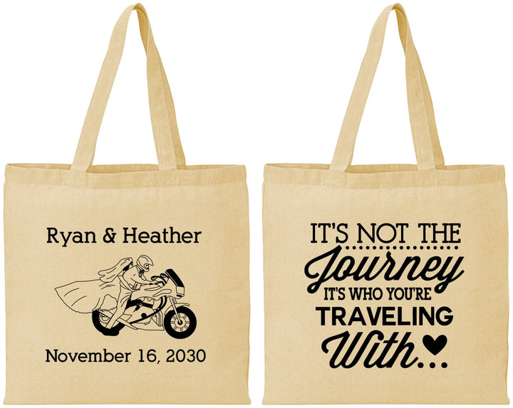 Personalized Wedding Cotton Tote Bags - Journey Traveling With | 385