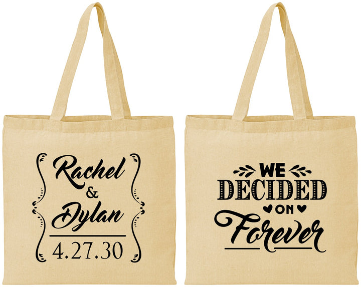 Personalized Wedding Cotton Tote Bags - We Decided On Forever | 386