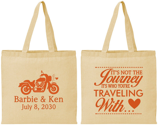 Personalized Wedding Cotton Tote Bags - Journey Traveling With | 388