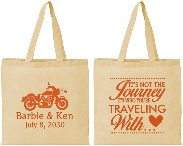 Personalized Wedding Cotton Tote Bags - Journey Traveling With | 388