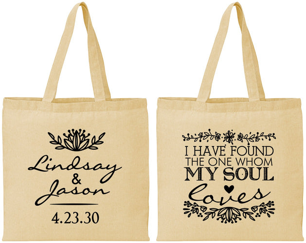 Personalized Wedding Cotton Tote Bags - Found My Soul | 390