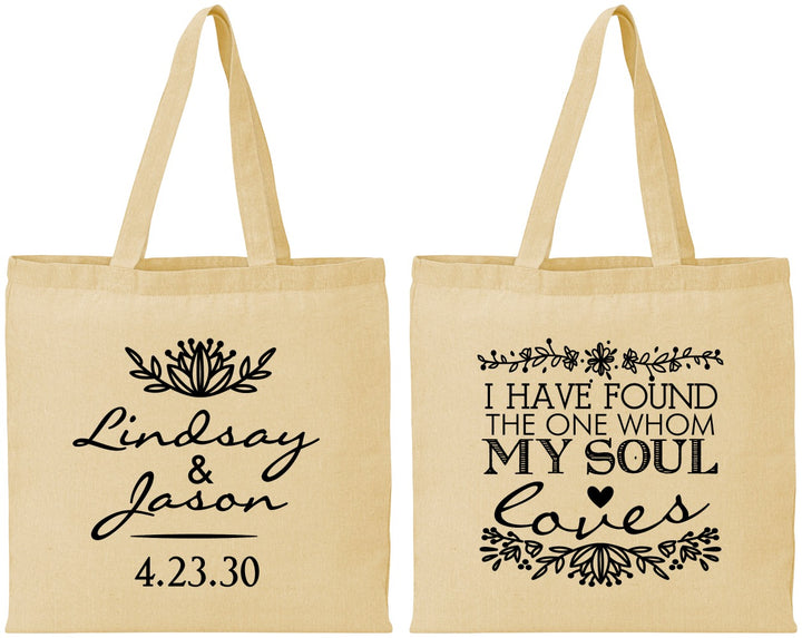 Personalized Wedding Cotton Tote Bags - Found My Soul | 390