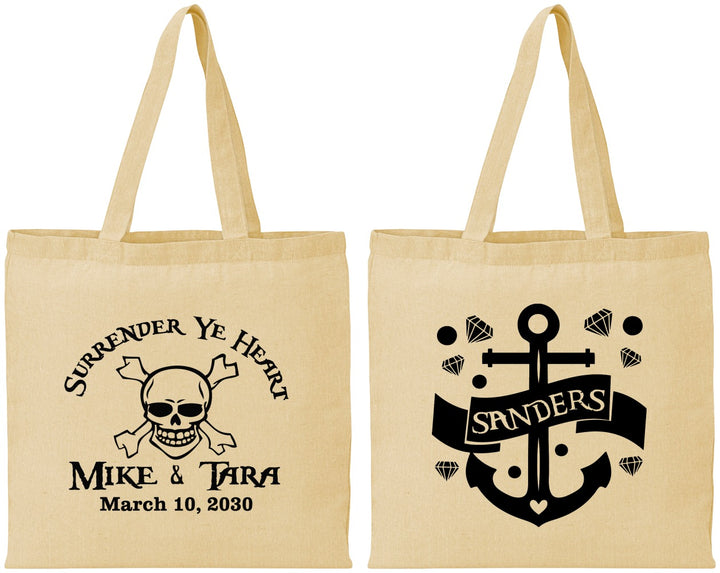 Personalized Wedding Cotton Tote Bags - Anchor Nautical | 391