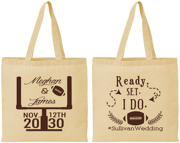 Personalized Wedding Cotton Tote Bags - Football | 394