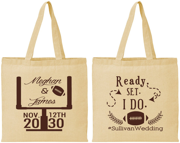 Personalized Wedding Cotton Tote Bags - Football | 394