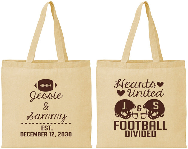 Personalized Wedding Cotton Tote Bags - Hearts United Football | 395