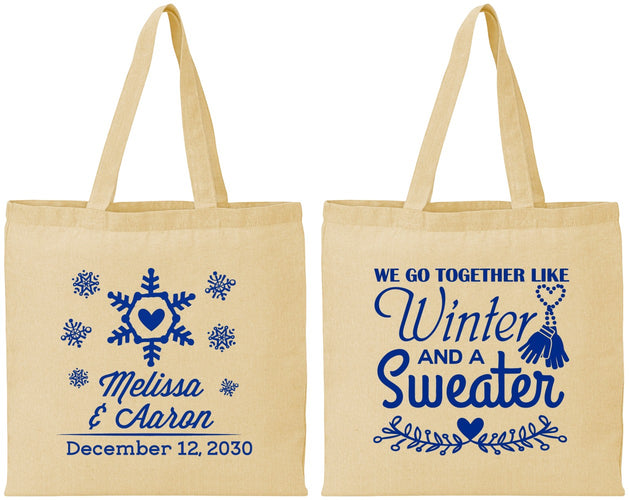 Personalized Wedding Cotton Tote Bags - Christmas Winter | 399