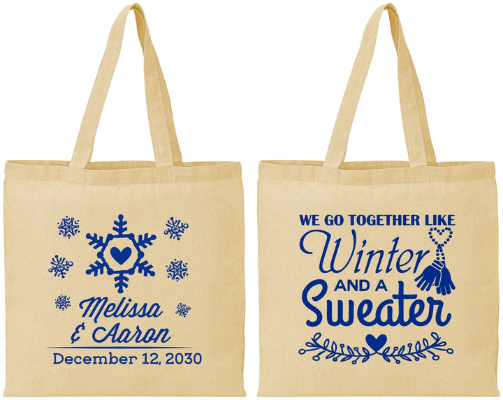 Personalized Wedding Cotton Tote Bags - Christmas Winter | 399