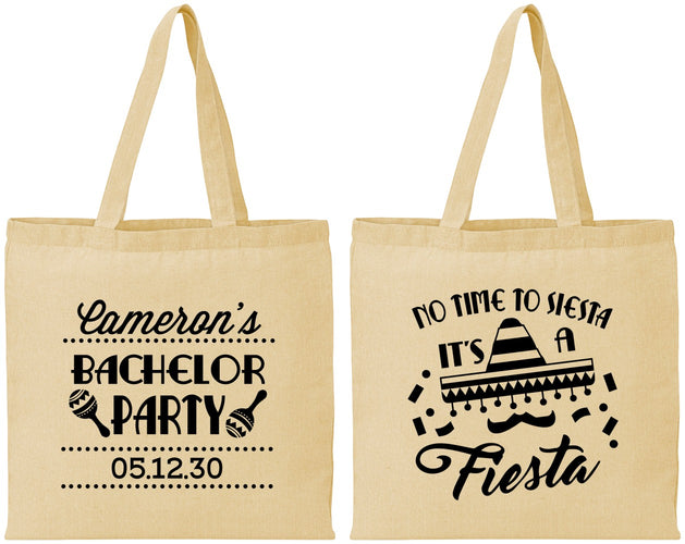 Personalized Bachelor Party Cotton Tote Bags - Siesta Fiesta Mexican | 40000