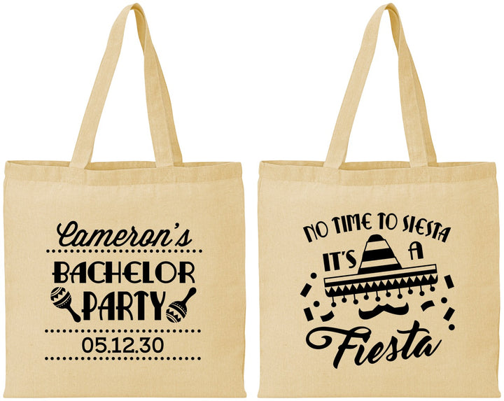 Personalized Bachelor Party Cotton Tote Bags - Siesta Fiesta Mexican | 40000