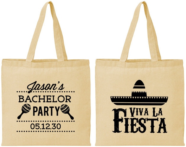 Personalized Bachelor Party Cotton Tote Bags - Viva La Fiesta Mexican | 40001