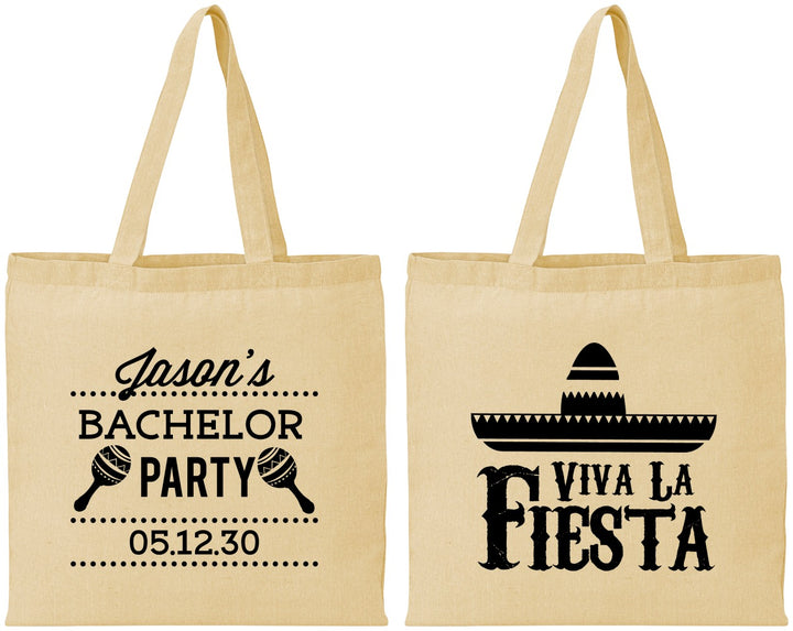 Personalized Bachelor Party Cotton Tote Bags - Viva La Fiesta Mexican | 40001