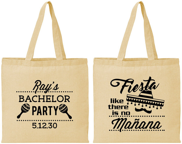 Personalized Bachelor Party Cotton Tote Bags - Fiesta No Manana | 40002