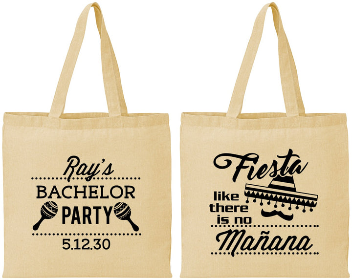 Personalized Bachelor Party Cotton Tote Bags - Fiesta No Manana | 40002