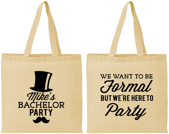 Personalized Bachelor Party Cotton Tote Bags - Formal | 40007