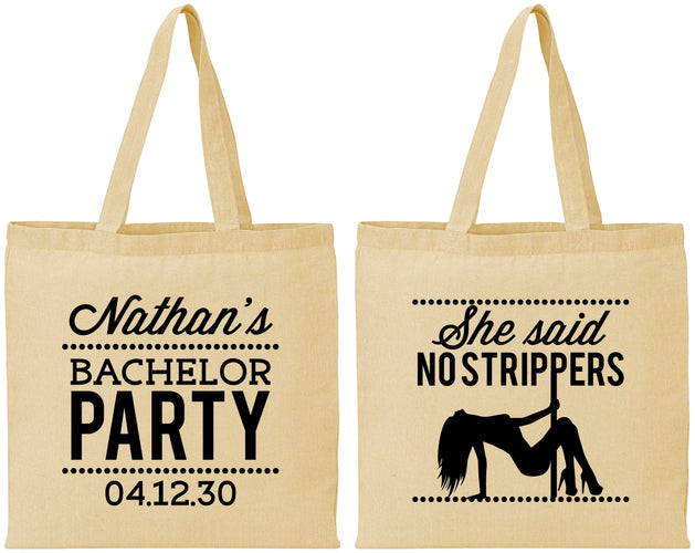 Personalized Bachelor Party Cotton Tote Bags - Strip Club | 40008