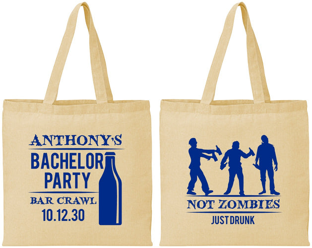 Personalized Bachelor Party Cotton Tote Bags - Bar Crawl | 40010
