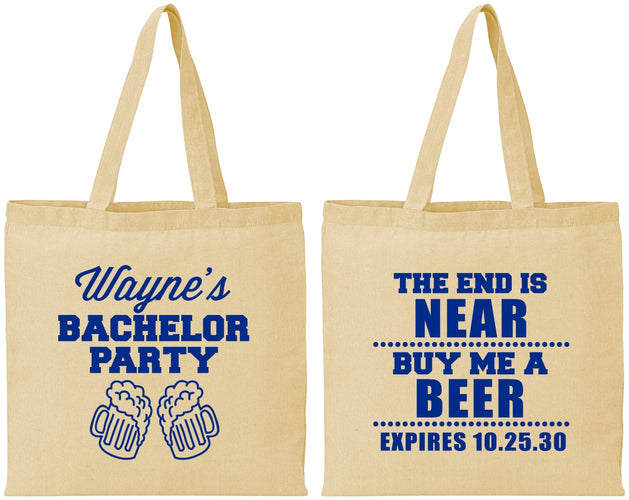 Personalized Bachelor Party Cotton Tote Bags - Beer | 40014