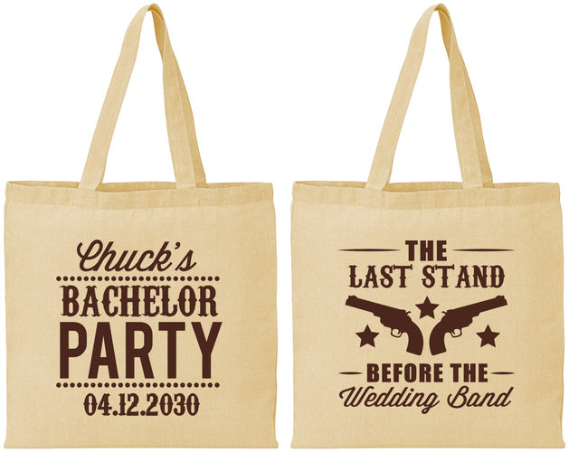 Personalized Bachelor Party Cotton Tote Bags - Last Stand Wedding Bands | 40015