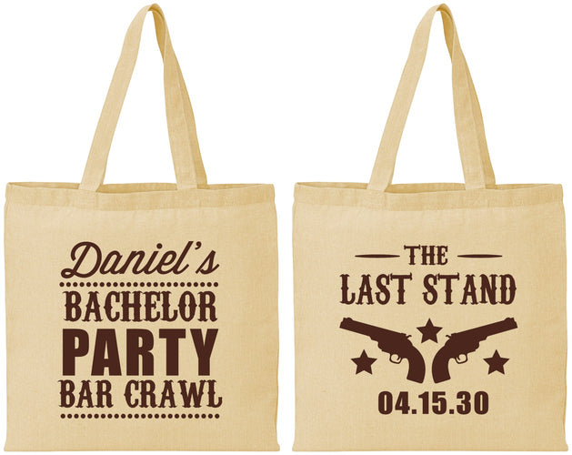 Personalized Bachelor Party Cotton Tote Bags - The Last Stand | 40016