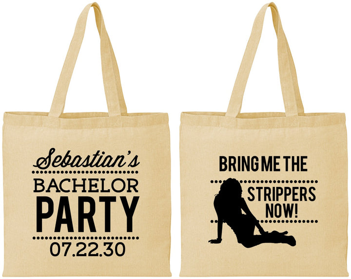 Personalized Bachelor Party Cotton Tote Bags - Strip Club | 40017