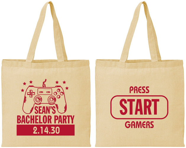 Personalized Bachelor Party Cotton Tote Bags - Video Games | 40018