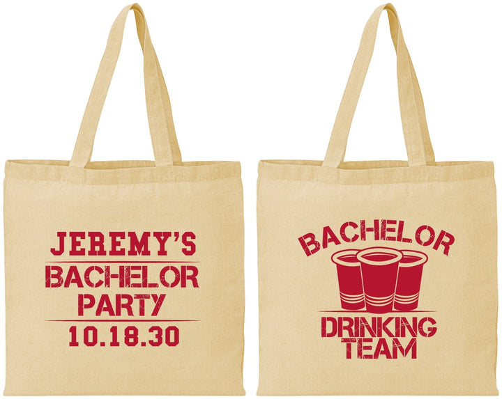 Personalized Bachelor Party Cotton Tote Bags - Drinking Team | 40020