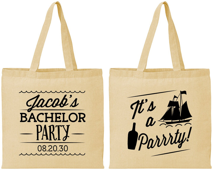 Personalized Bachelor Party Cotton Tote Bags - Boat | 40023