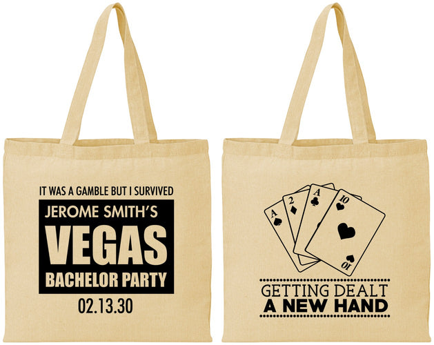 Personalized Bachelor Party Cotton Tote Bags - Las Vegas | 40026