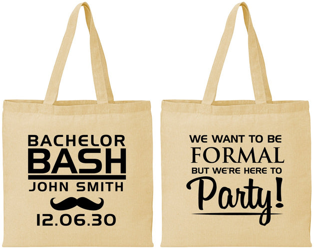 Personalized Bachelor Party Cotton Tote Bags - Formal | 40030