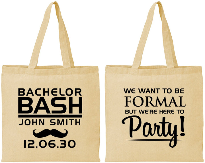 Personalized Bachelor Party Cotton Tote Bags - Formal | 40030