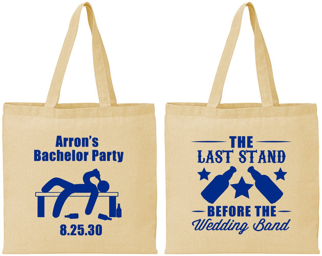 Personalized Bachelor Party Cotton Tote Bags - The Last Stand | 40035