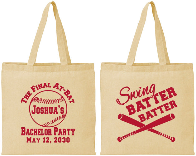 Personalized Bachelor Party Cotton Tote Bags - Baseball | 40038