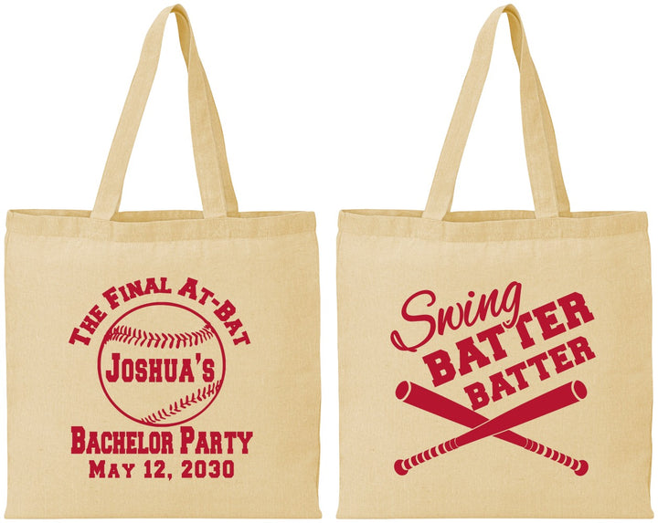 Personalized Bachelor Party Cotton Tote Bags - Baseball | 40038