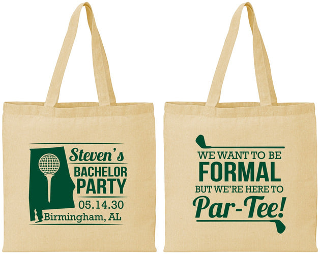 Personalized Bachelor Party Cotton Tote Bags - Golf Par Tee | 40043