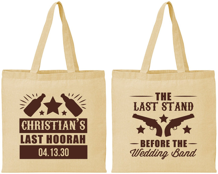 Personalized Bachelor Party Cotton Tote Bags - Last Stand | 40046