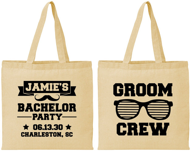 Personalized Bachelor Party Cotton Tote Bags - Groom Crew | 40047