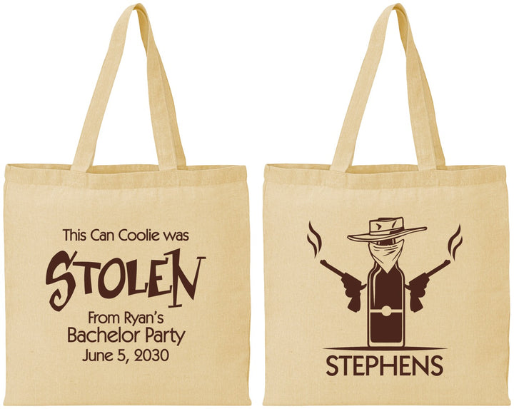 Personalized Bachelor Party Cotton Tote Bags - Stolen | 40049