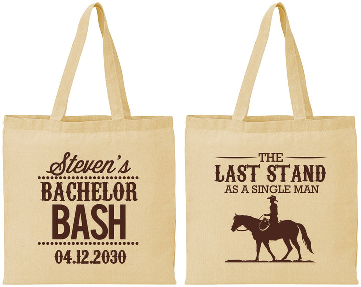 Personalized Bachelor Party Cotton Tote Bags - The Last Stand | 40050